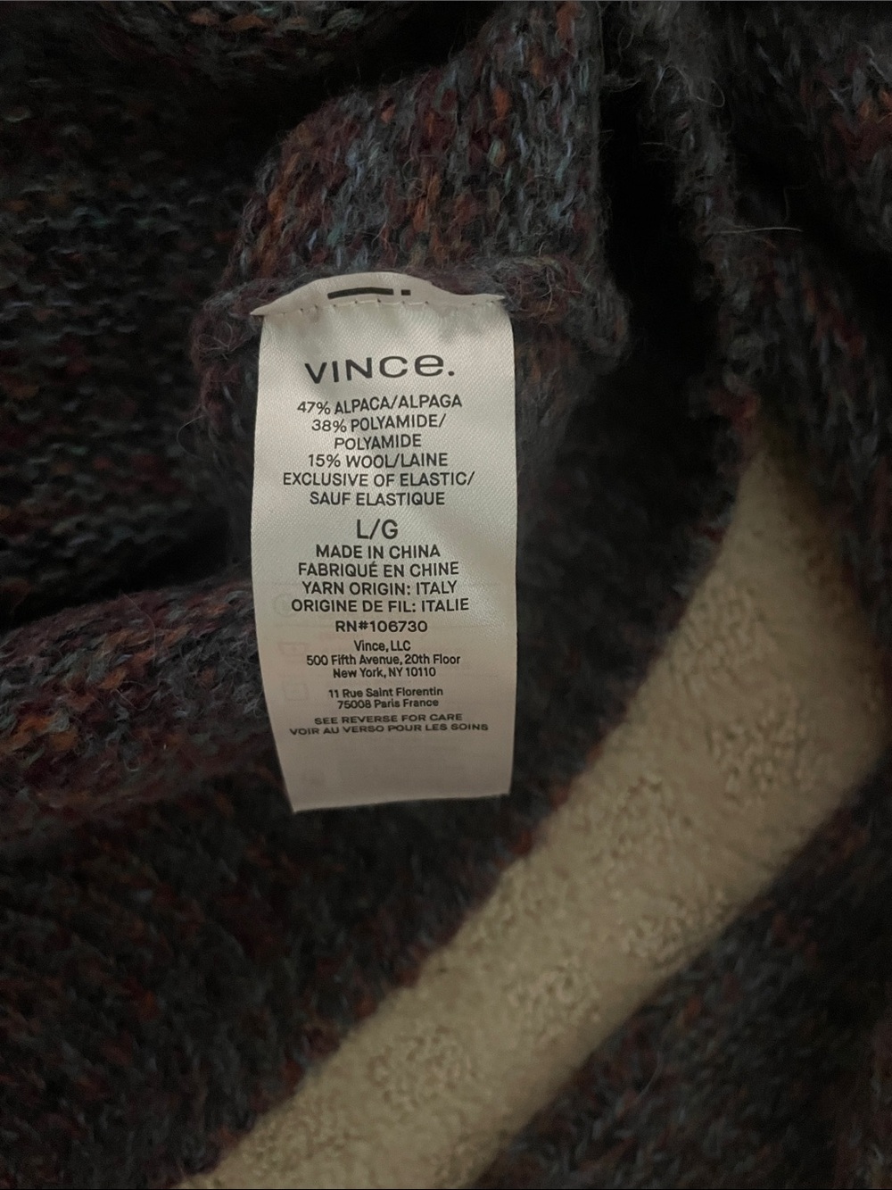 Vince Marled Brown/Purple Crewneck Sweater, alpaca blend - Picture 7 of 7